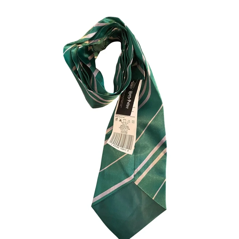 Harry‎ Potter Wizarding World Slytherin Green Silver Striped Necktie Tie 108119